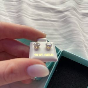 Cz studs, real gold, non-poke backs, comfort backs screw on